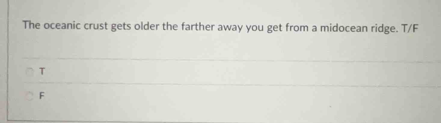 the oceanic crust gets older the farther away you get from a midocean r…