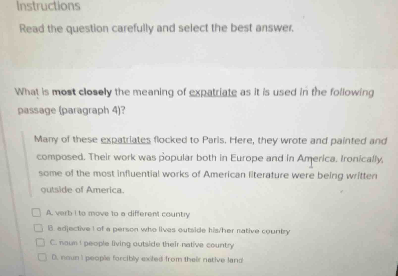 instructions read the question carefully and select the best answer. wh…