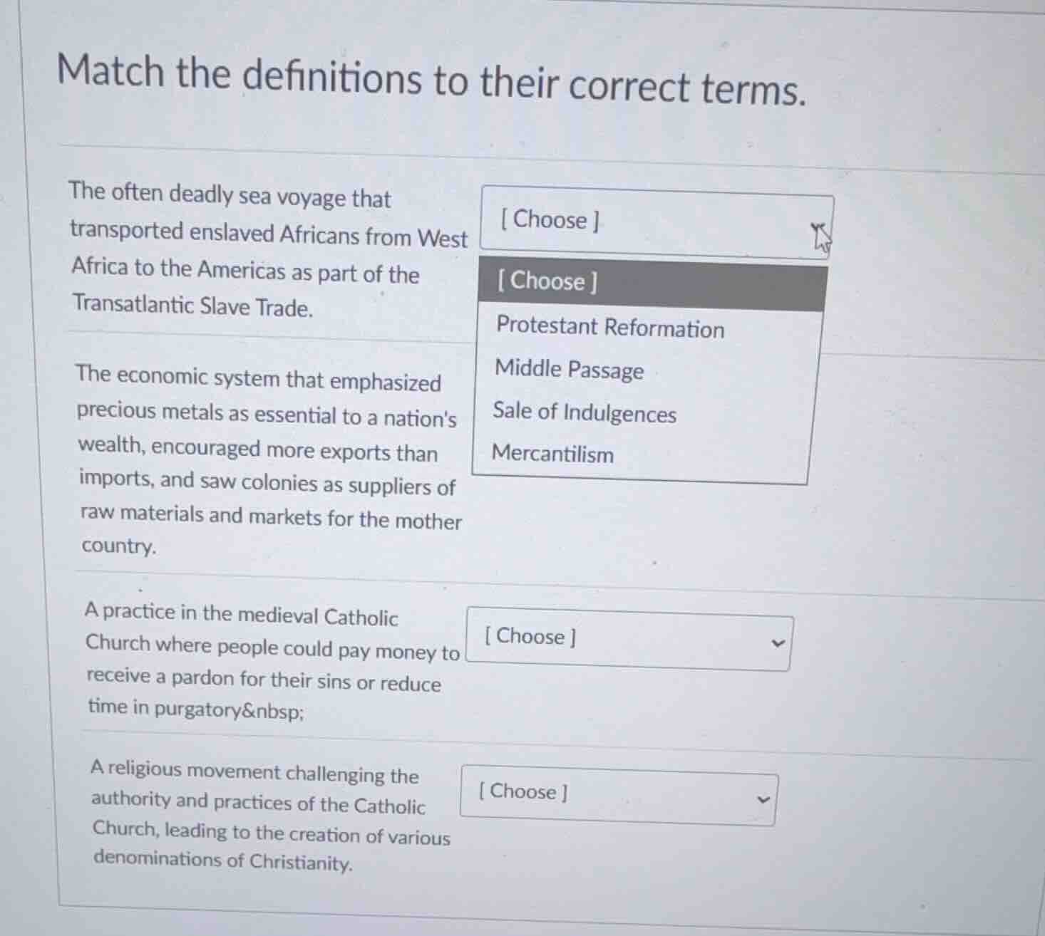 match the definitions to their correct terms. the often deadly sea voya…