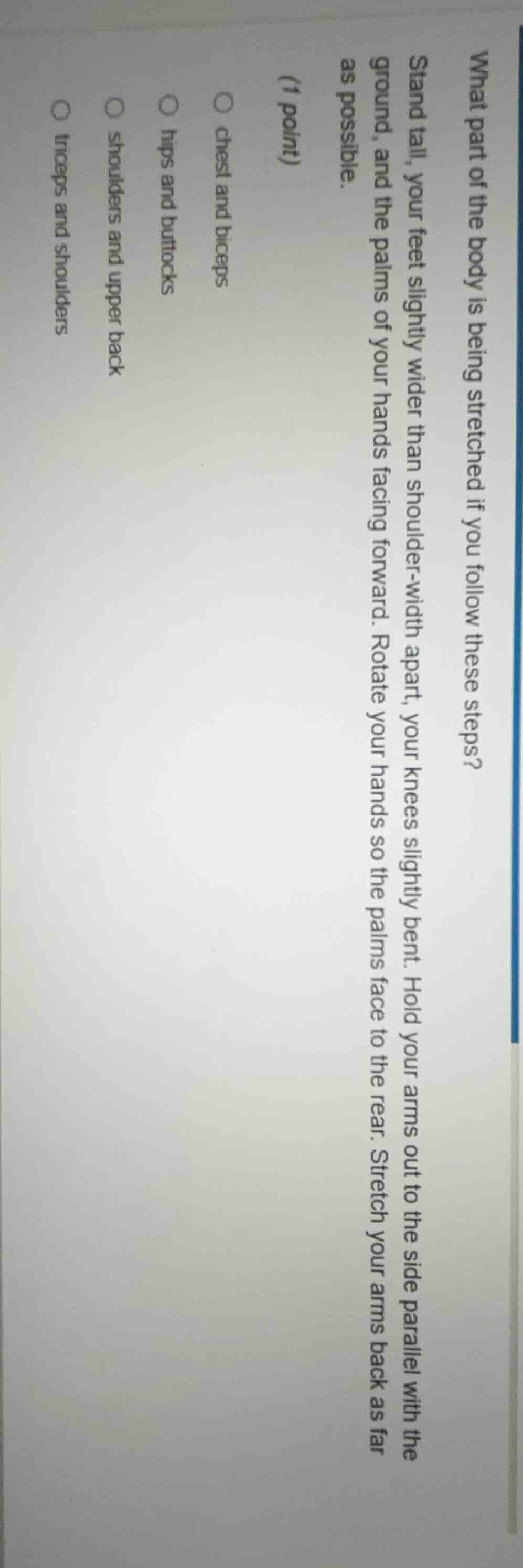 what part of the body is being stretched if you follow these steps? sta…