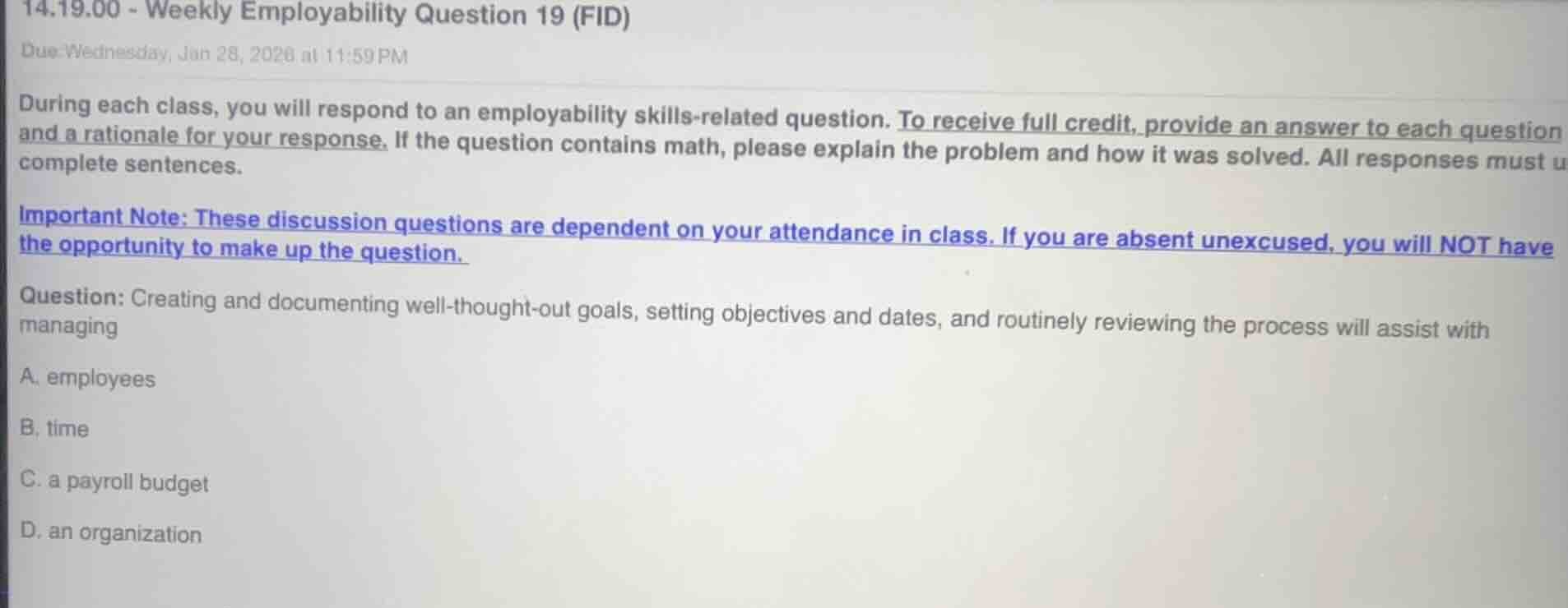 14.19.00 - weekly employability question 19 (fid) due wednesday, jun 28…