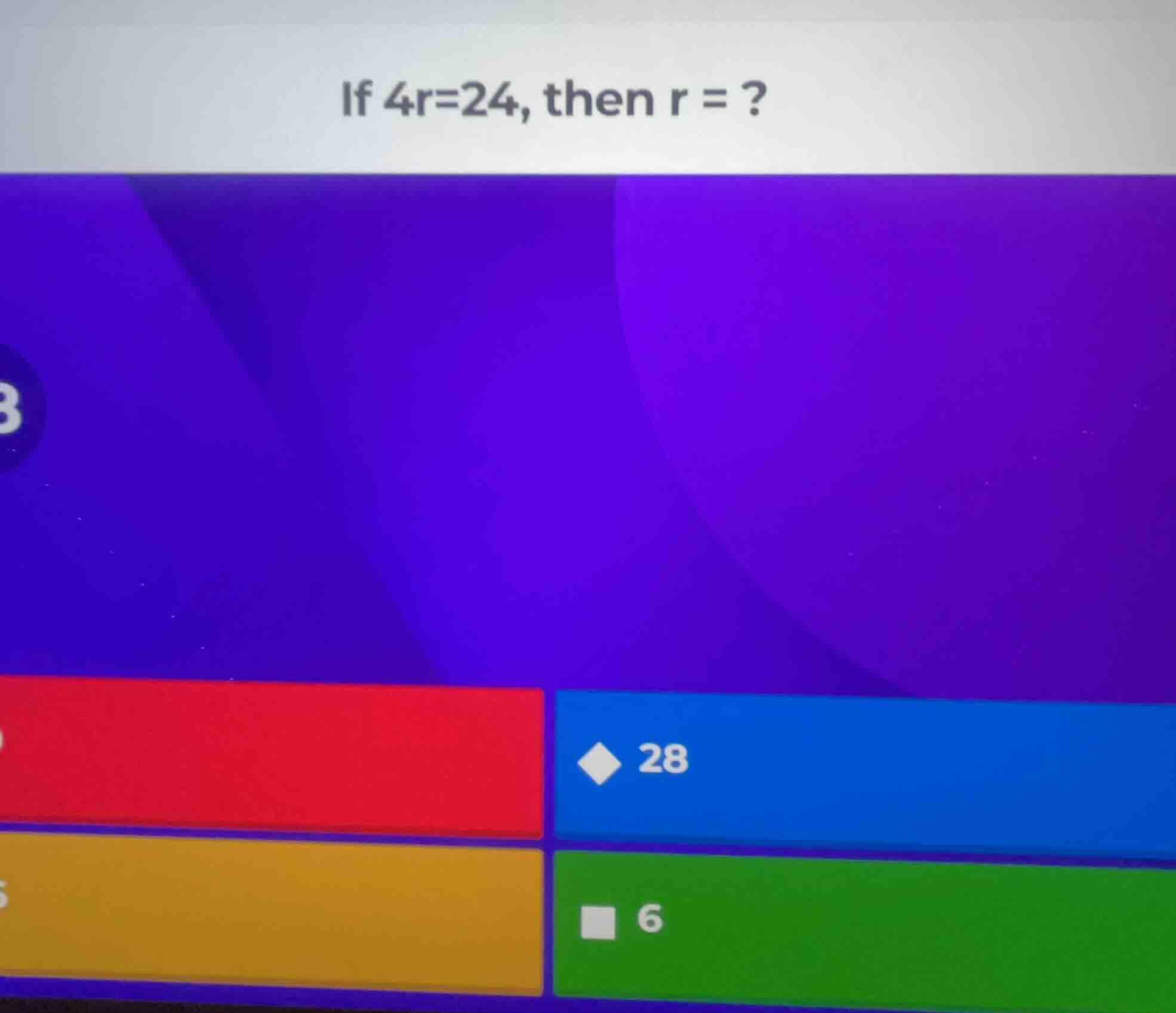 if 4r=24, then r = ?