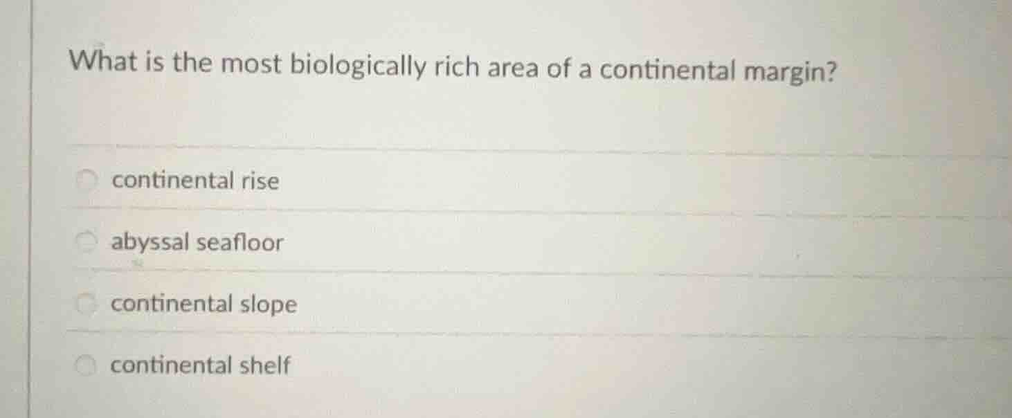 what is the most biologically rich area of a continental margin? contin…