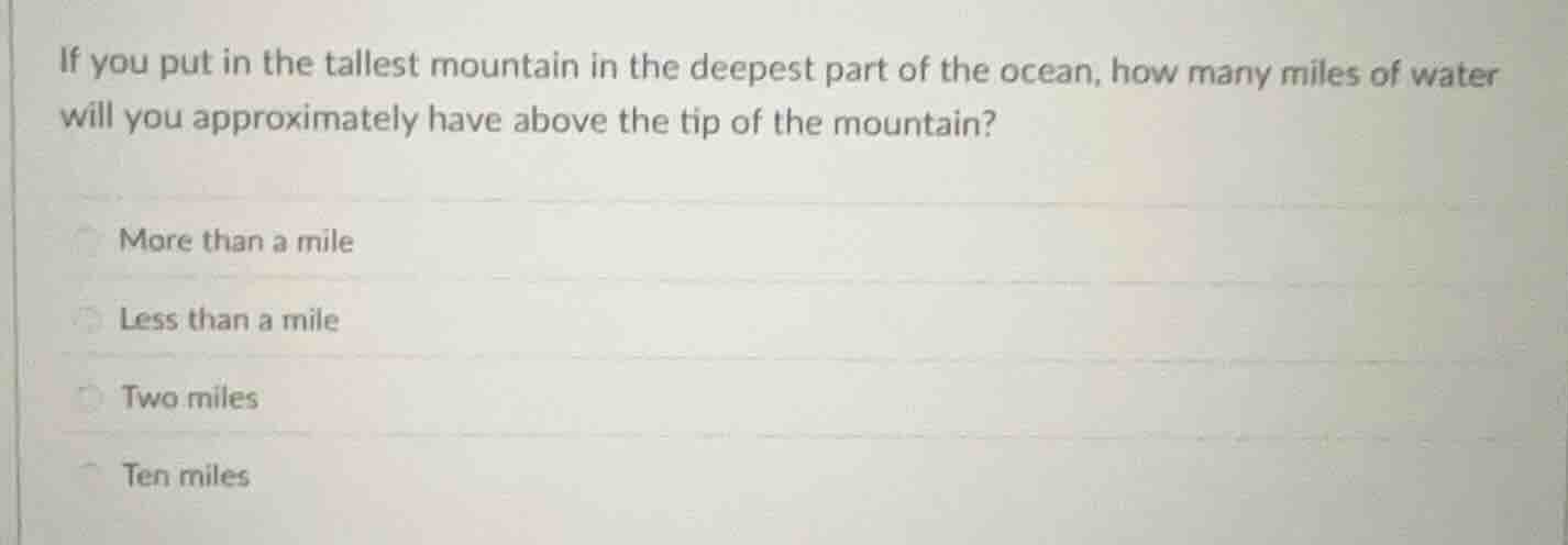 if you put in the tallest mountain in the deepest part of the ocean, ho…