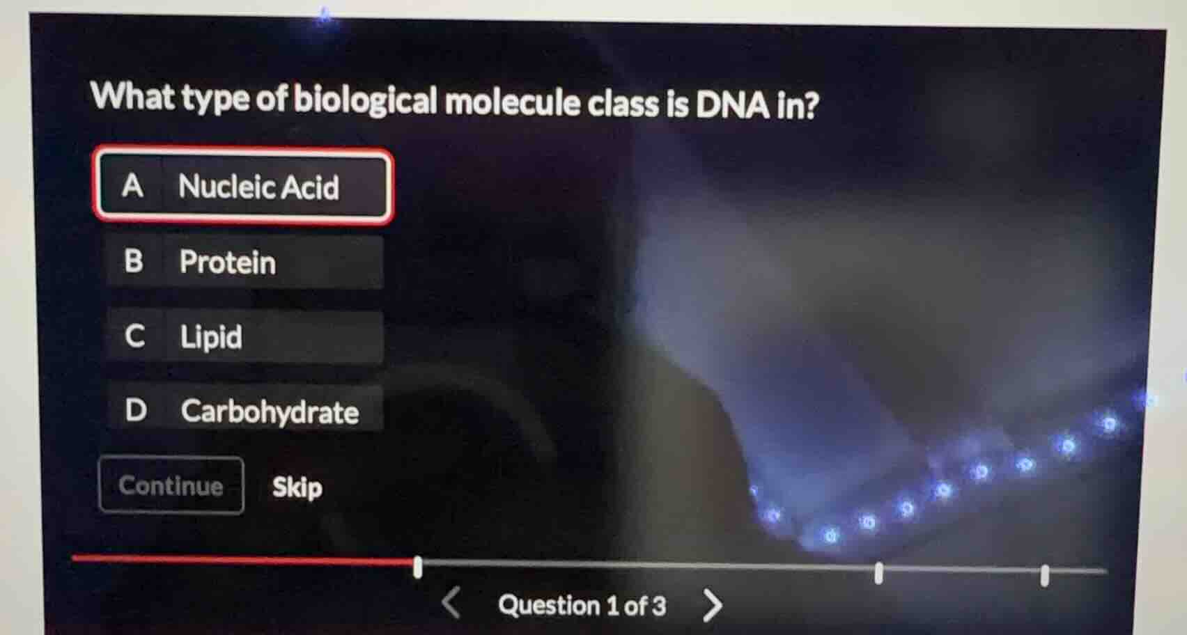 what type of biological molecule class is dna in? a nucleic acid b prot…
