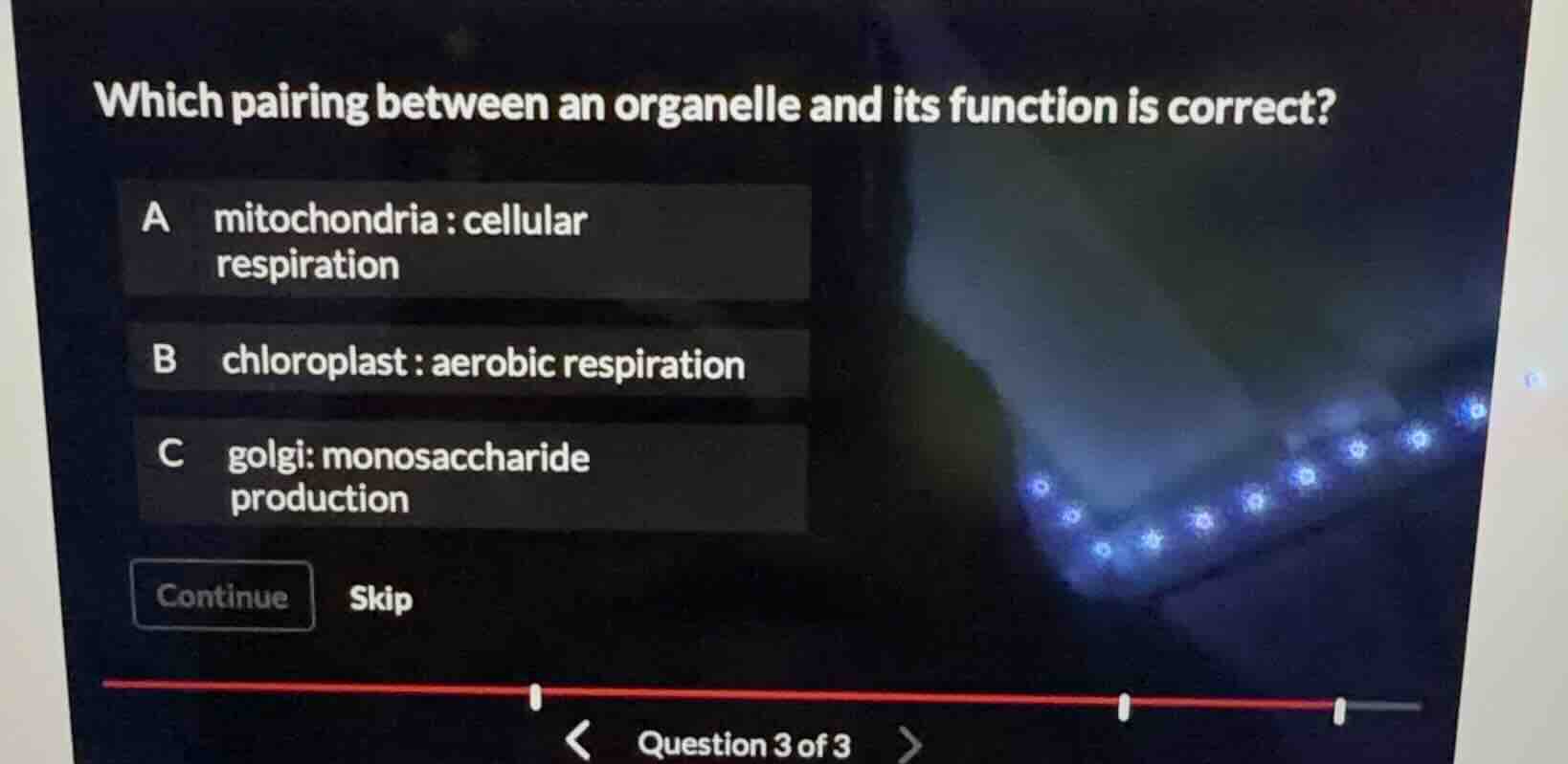 which pairing between an organelle and its function is correct? a mitoc…