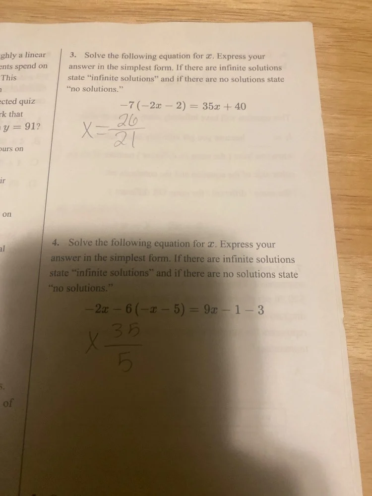 3. solve the following equation for x. express your answer in the simpl…