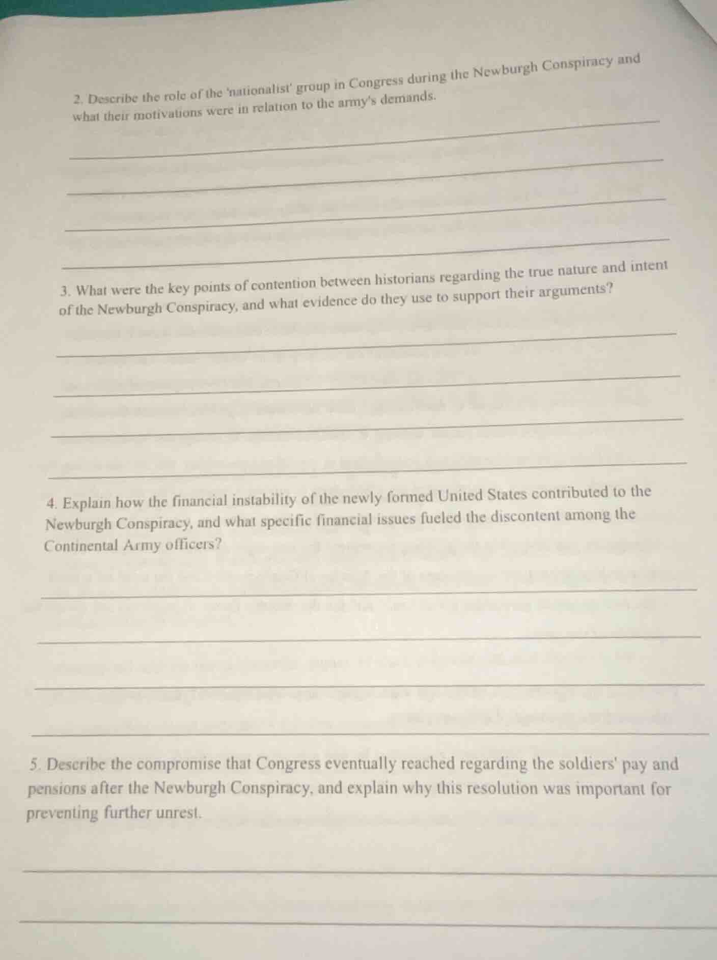 2. describe the role of the nationalist group in congress during the ne…