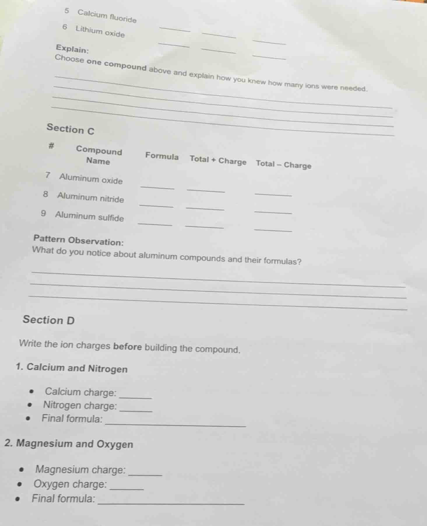 5 calcium fluoride 6 lithium oxide explain: choose one compound above a…