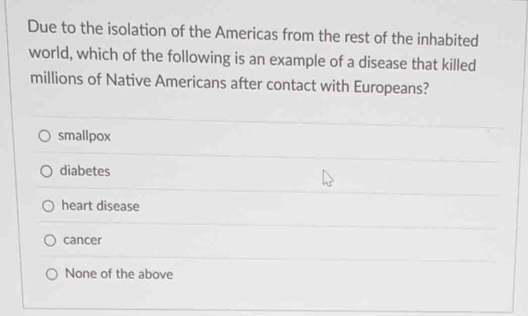 due to the isolation of the americas from the rest of the inhabited wor…