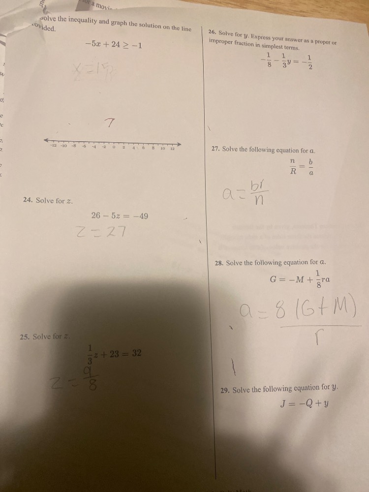 solve the inequality and graph the solution on the line ovided. $-5x + …