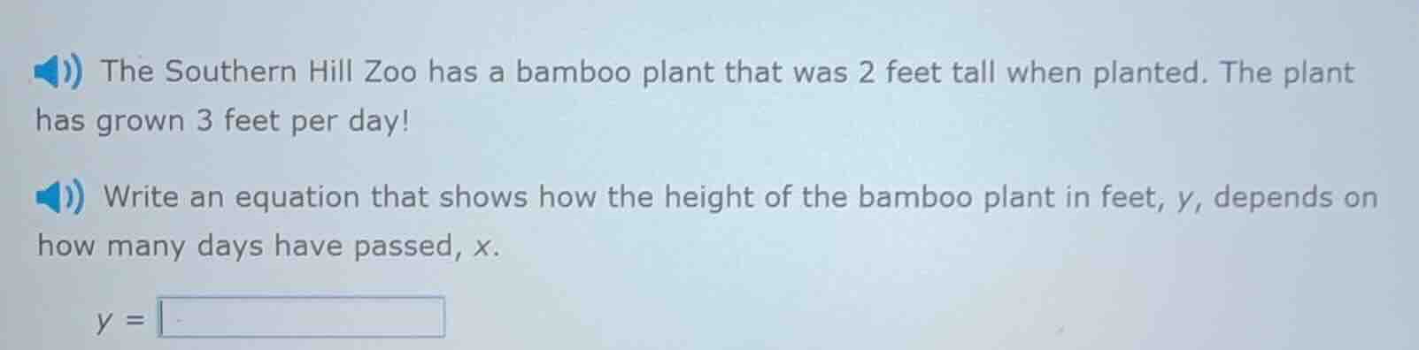 the southern hill zoo has a bamboo plant that was 2 feet tall when plan…
