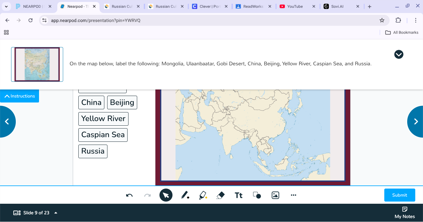 on the map below, label the following: mongolia, ulaanbaatar, gobi dese…