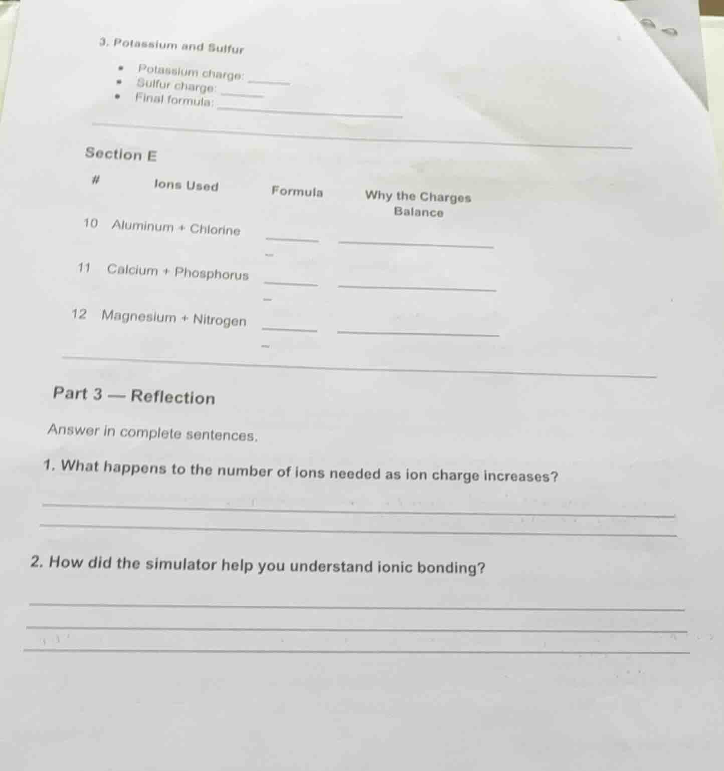 3. potassium and sulfur - potassium charge: ______ - sulfur charge: ___…