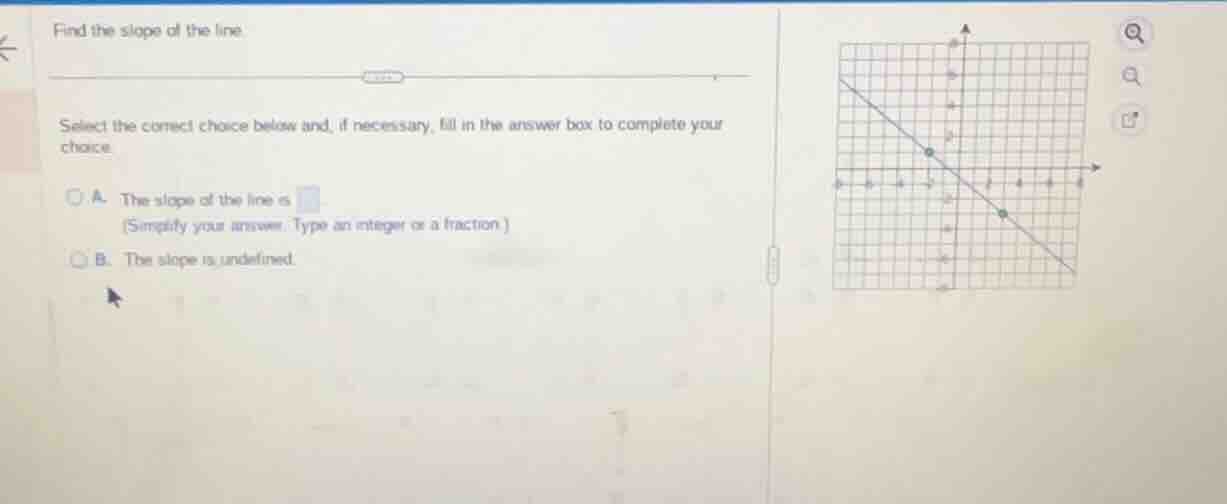 find the slope of the line select the correct choice below and, if nece…