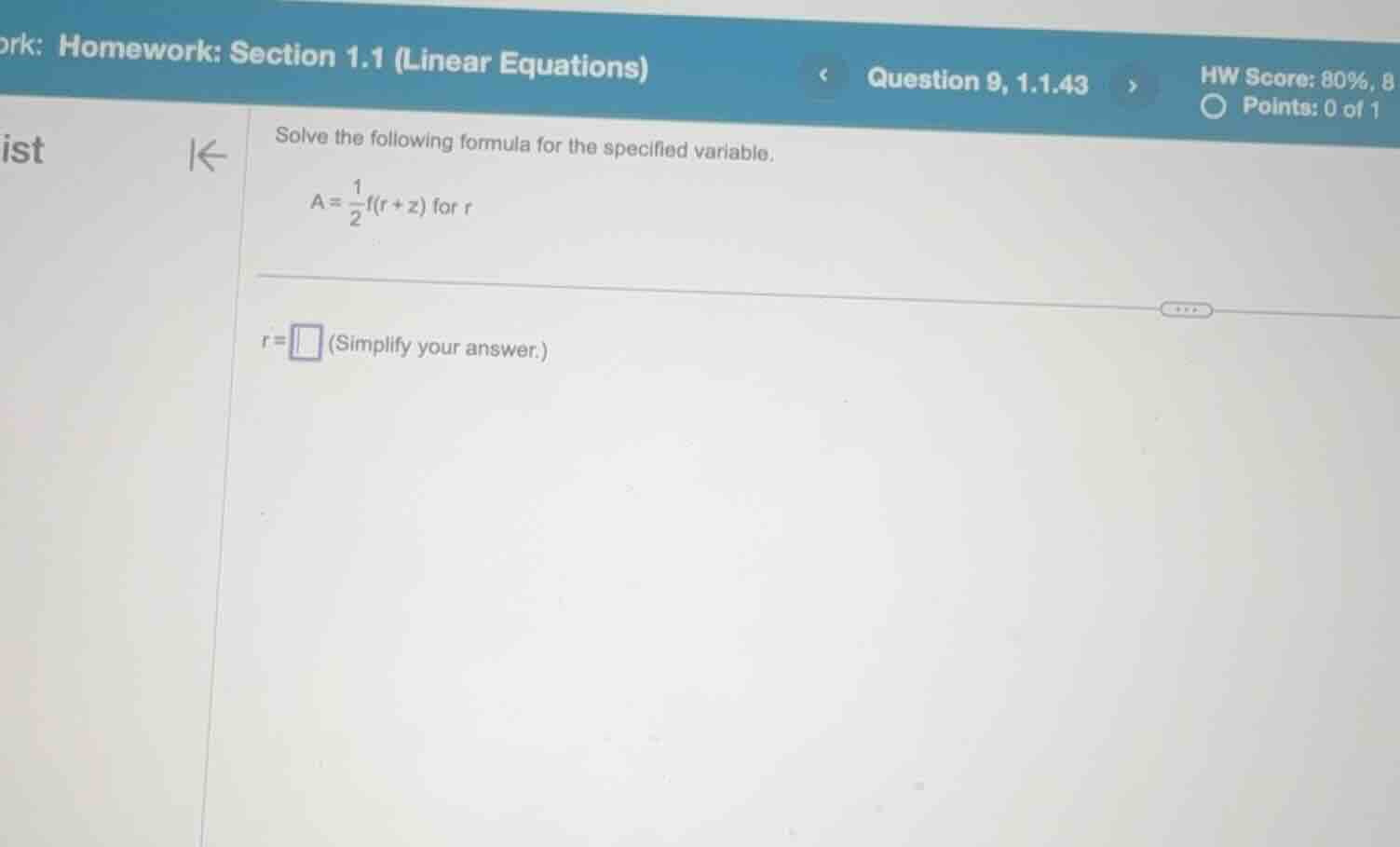 solve the following formula for the specified variable. $a = \\frac{1}{…