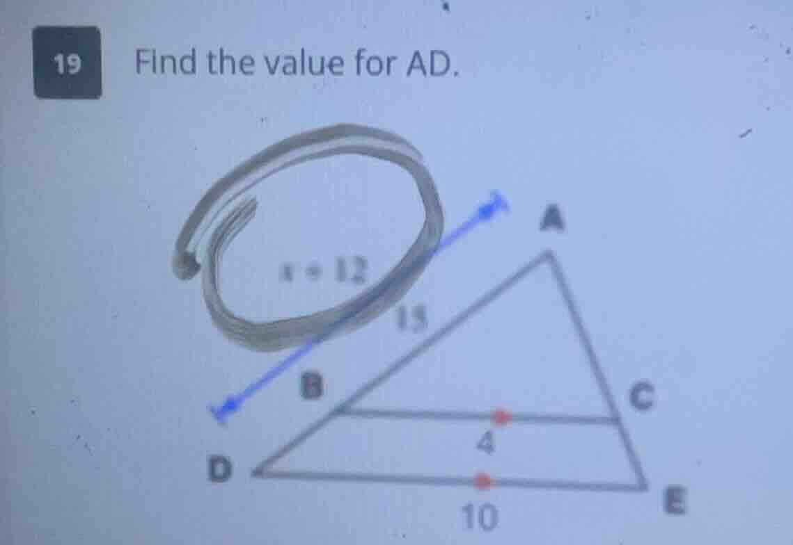 19 find the value for ad.