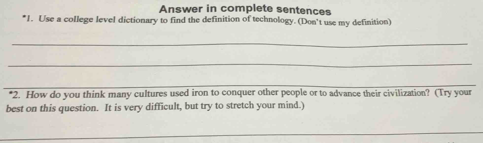 answer in complete sentences *1. use a college level dictionary to find…