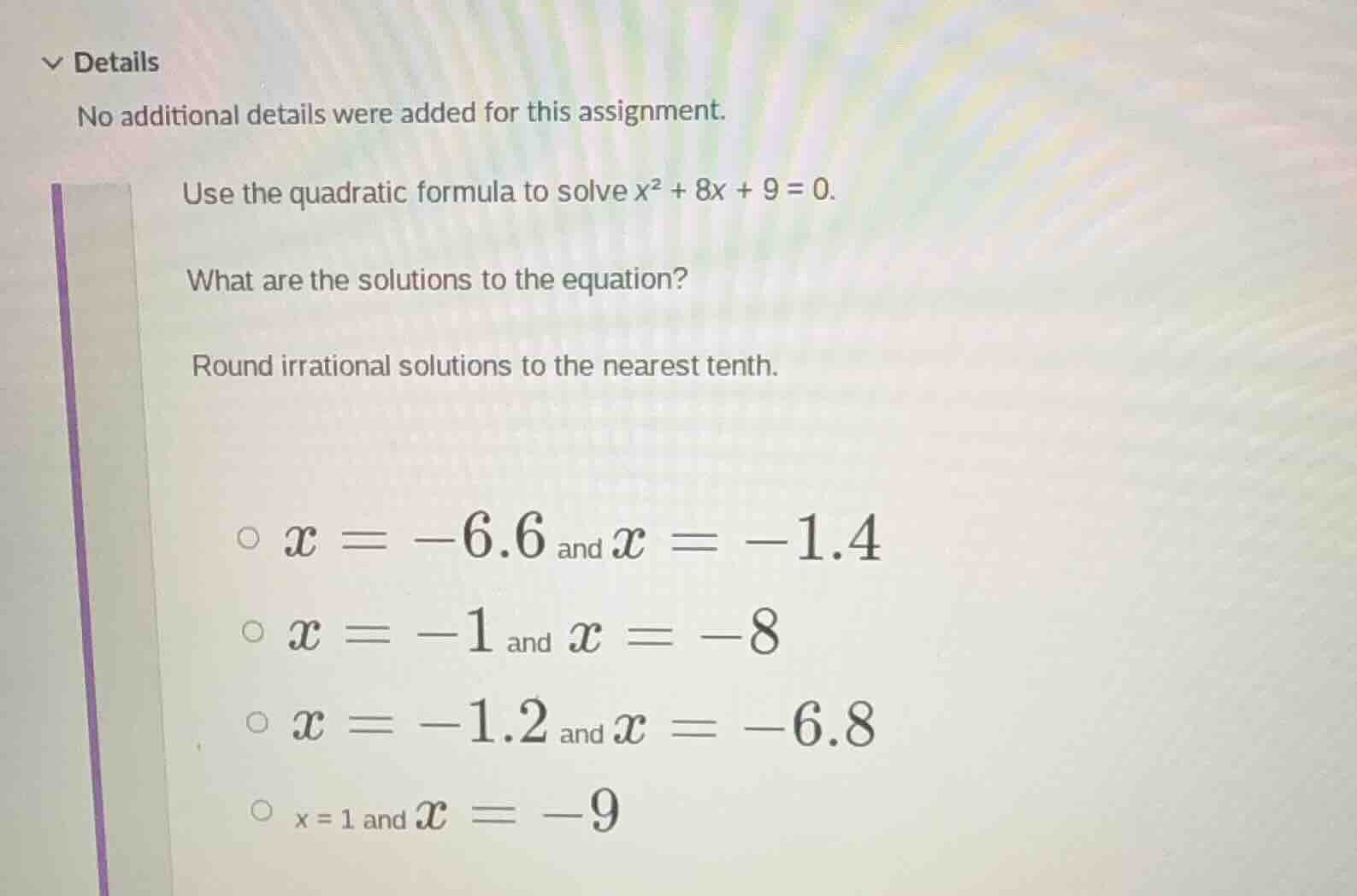 details no additional details were added for this assignment. use the q…