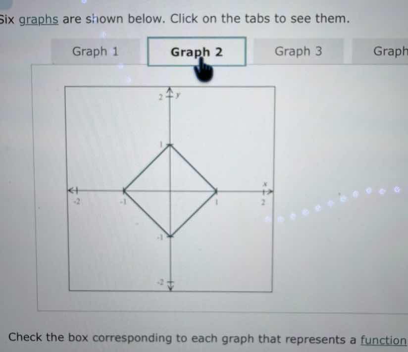 six graphs are shown below. click on the tabs to see them. graph 1 grap…