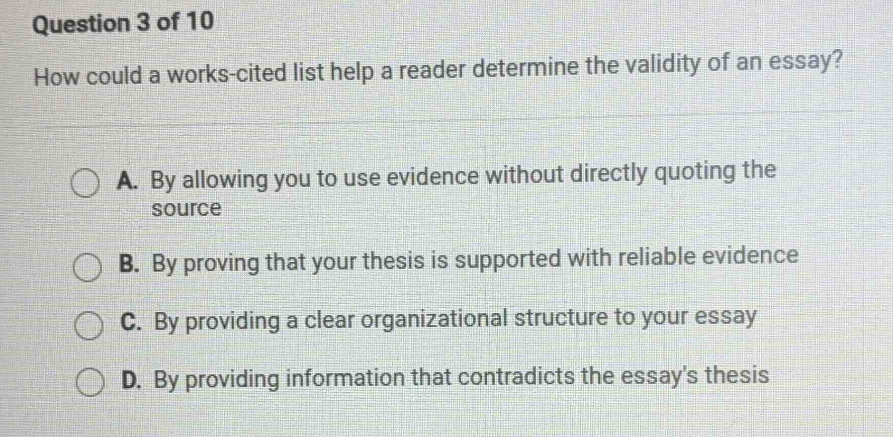 question 3 of 10 how could a works - cited list help a reader determine…
