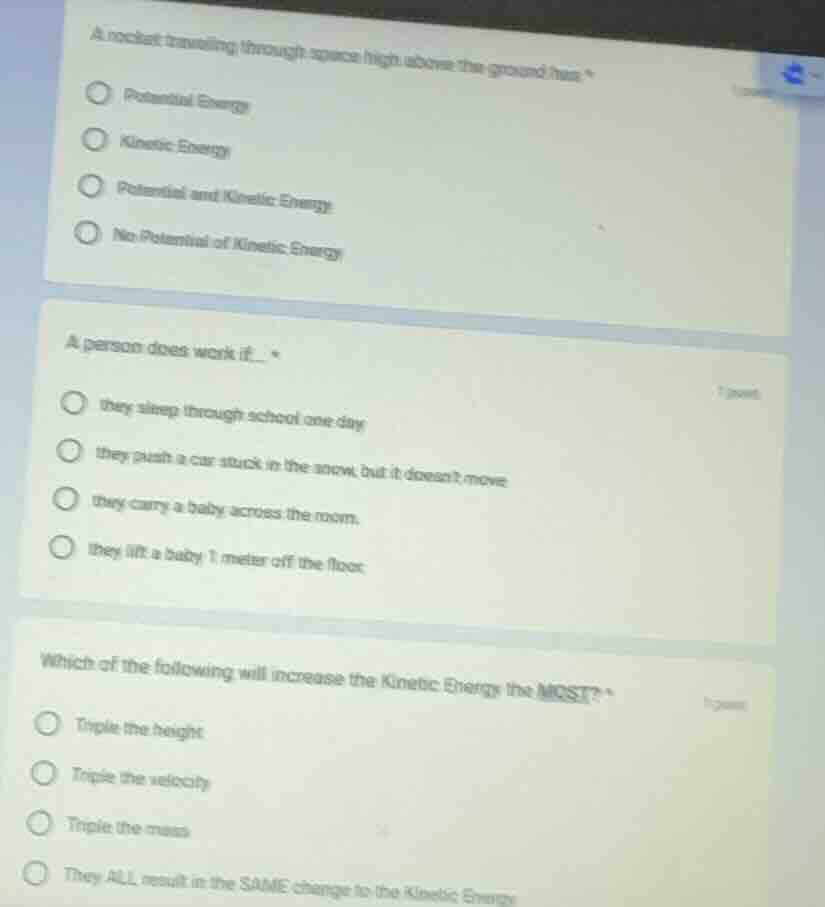 a rocket traveling through space high above the ground has * potential …