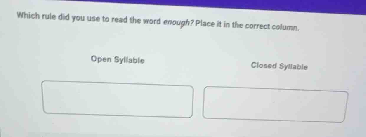 which rule did you use to read the word enough? place it in the correct…