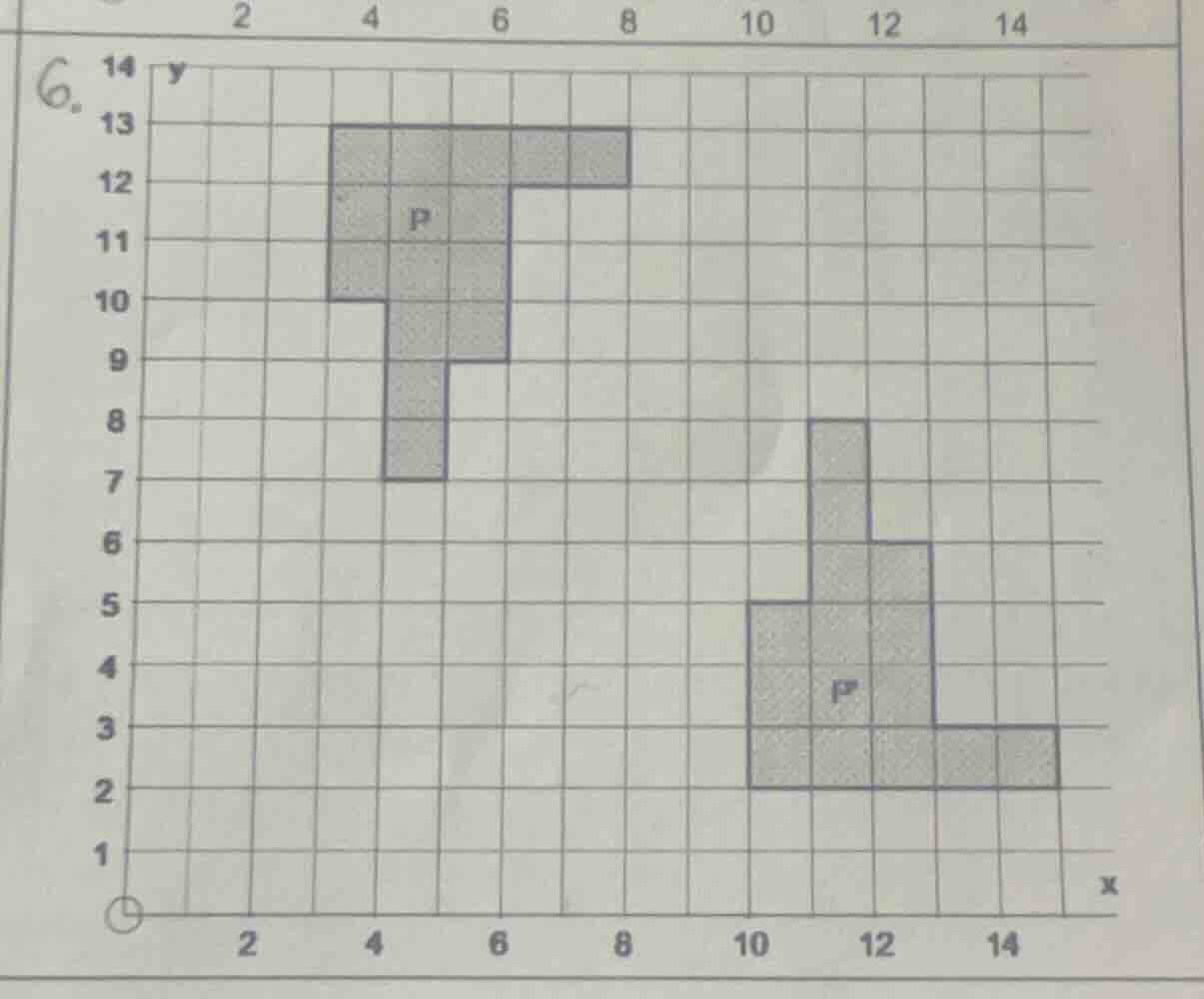 6. (the chart is a coordinate grid with two gray figures labeled p and …