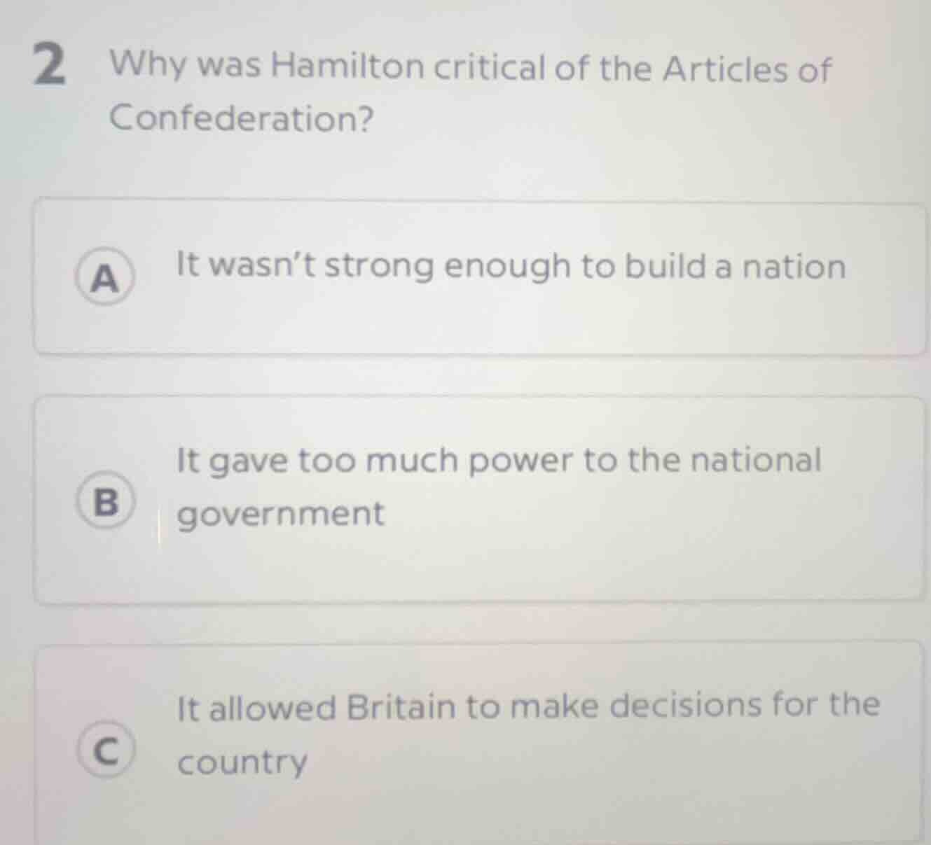 2 why was hamilton critical of the articles of confederation? a it wasn…