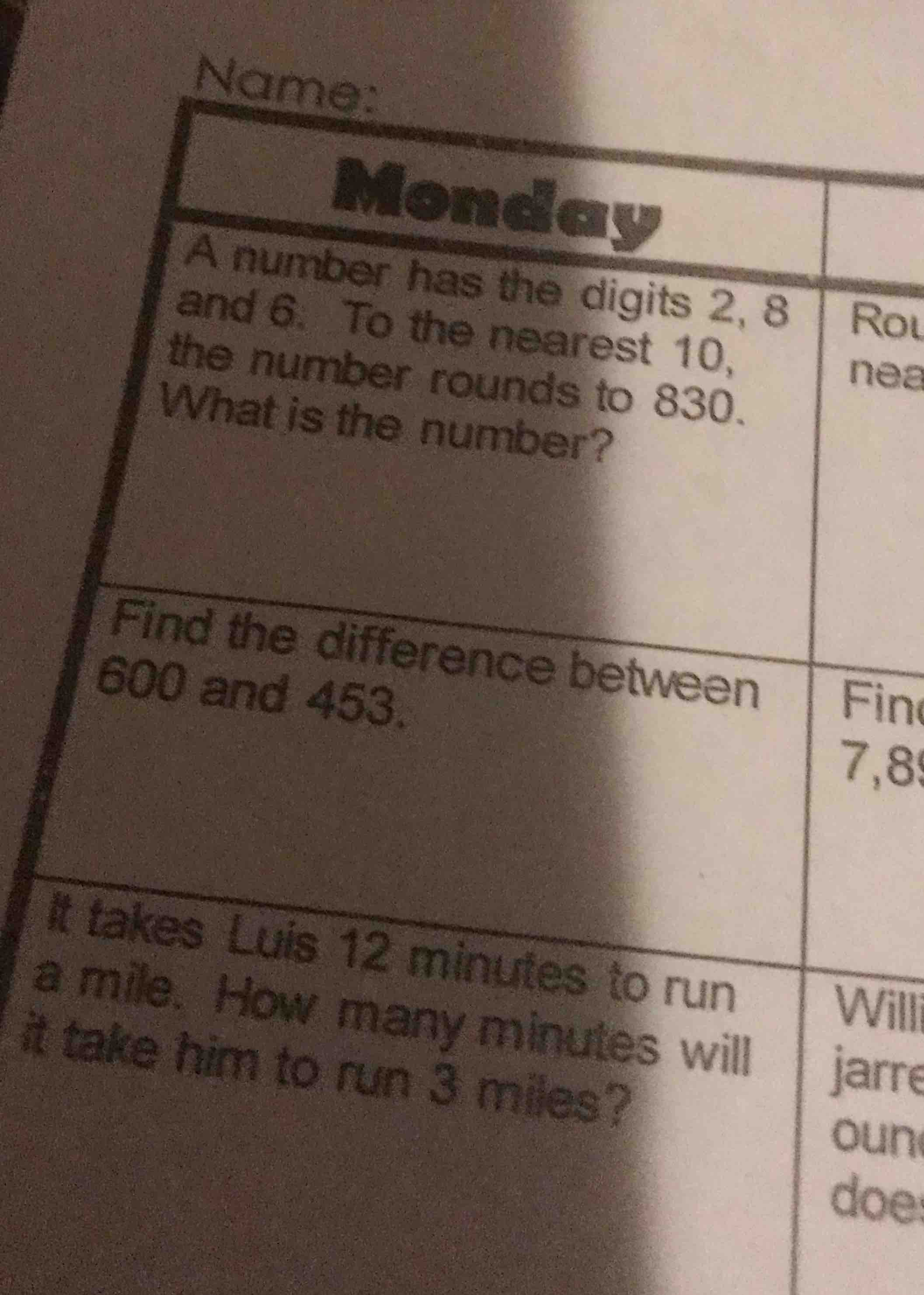 name: monday a number has the digits 2, 8 and 6. to the nearest 10, the…