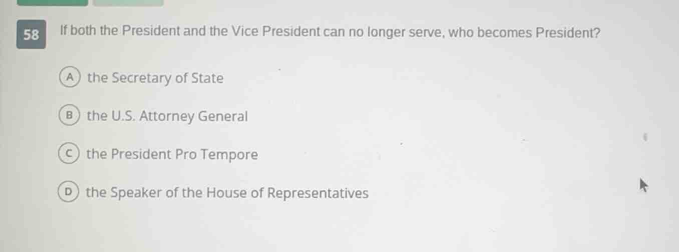 58 if both the president and the vice president can no longer serve, wh…