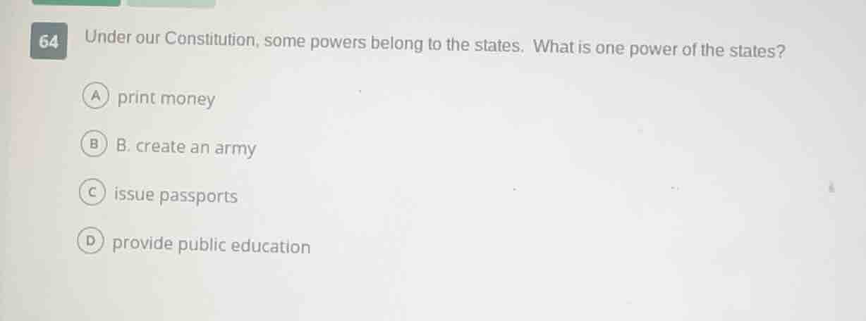 64 under our constitution, some powers belong to the states. what is on…