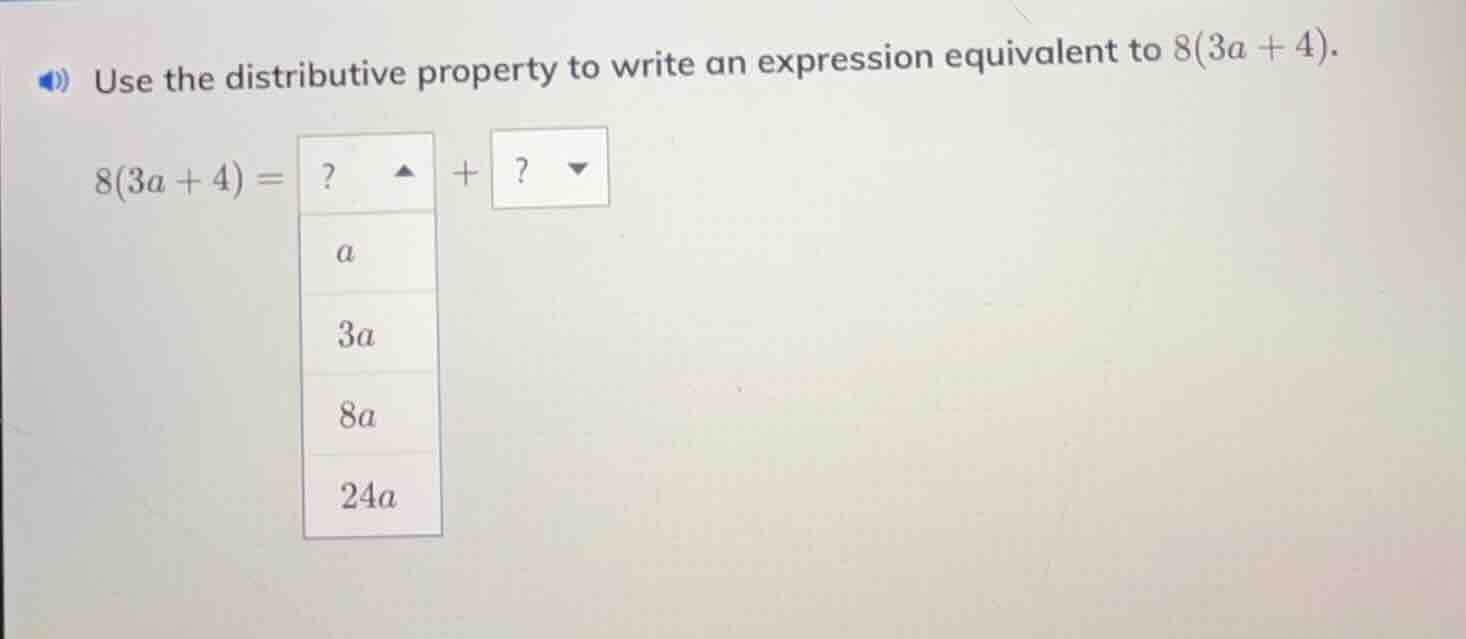 use the distributive property to write an expression equivalent to $8(3…