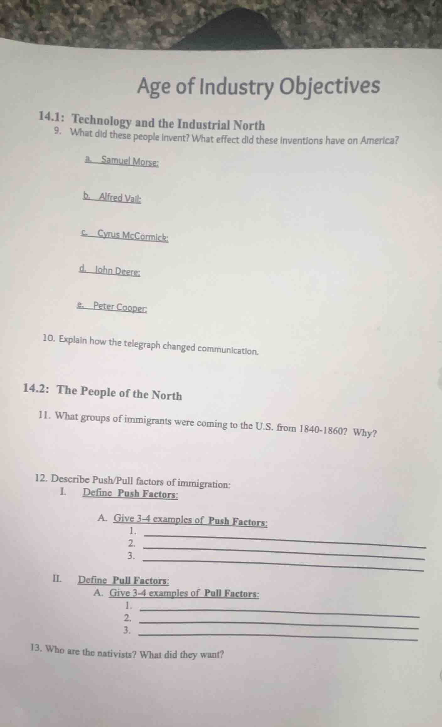 age of industry objectives 14.1: technology and the industrial north 9.…