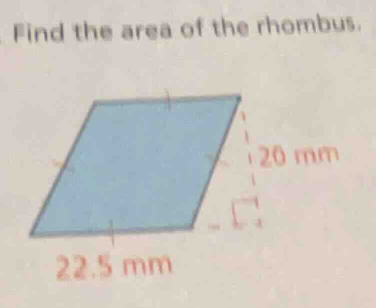 find the area of the rhombus.