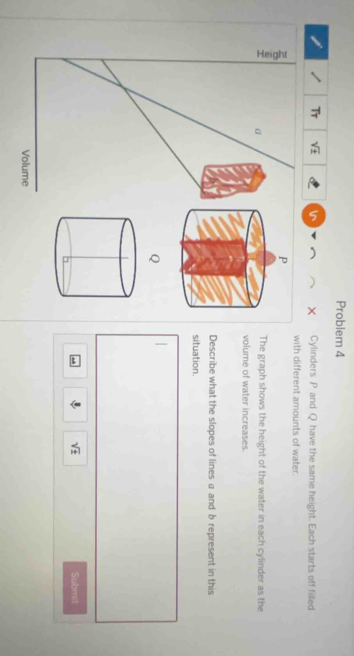 problem 4 cylinders p and q have the same height. each starts off fille…