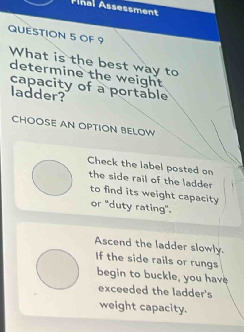 final assessment question 5 of 9 what is the best way to determine the …