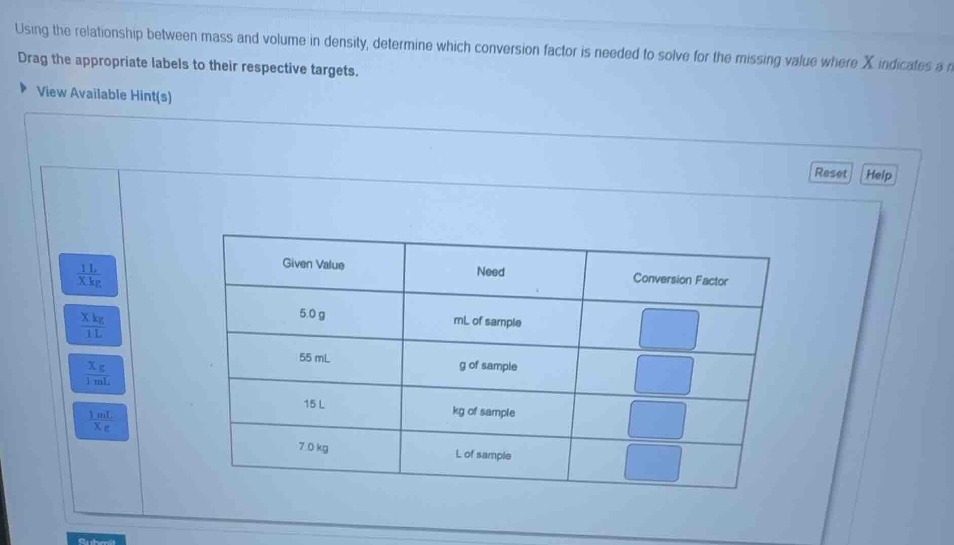 using the relationship between mass and volume in density, determine wh…