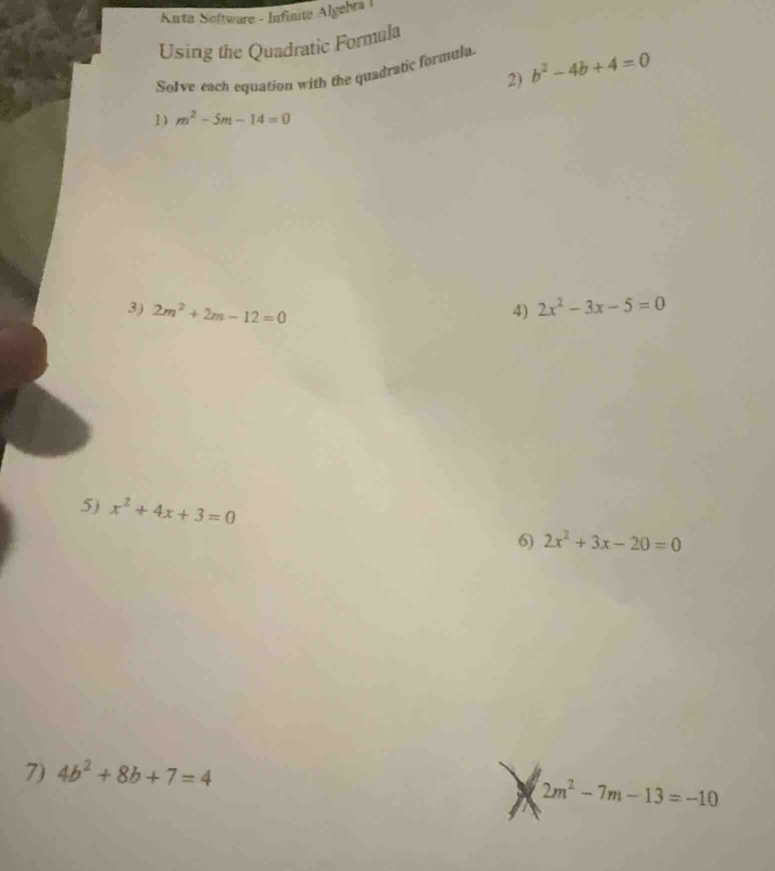 kuta software - infinite algebra 1 using the quadratic formula solve ea…