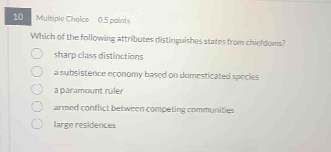 10 multiple choice 0.5 points which of the following attributes disting…