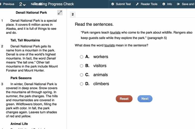 read the sentences. \park rangers teach tourists who come to the park a…