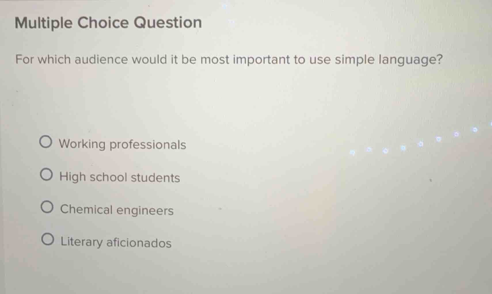 multiple choice question for which audience would it be most important …