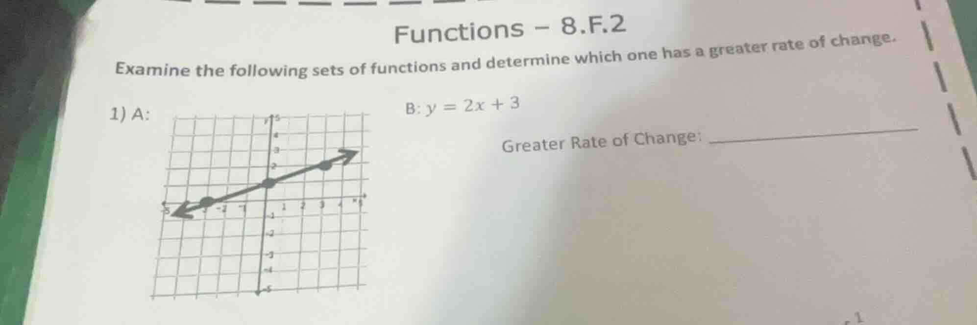 functions - 8.f.2 examine the following sets of functions and determine…