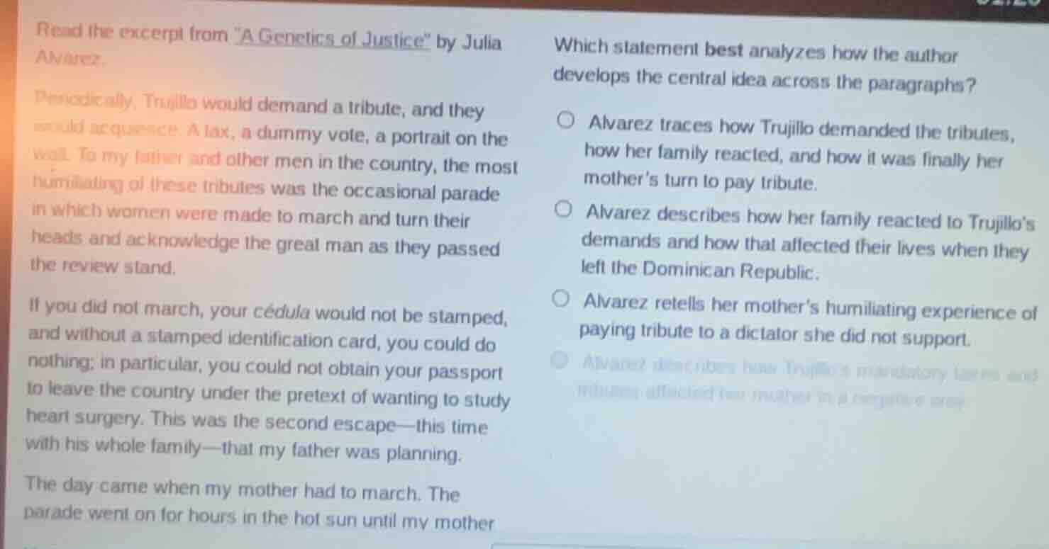read the excerpt from \a genetics of justice\ by julia alvarez. periodi…