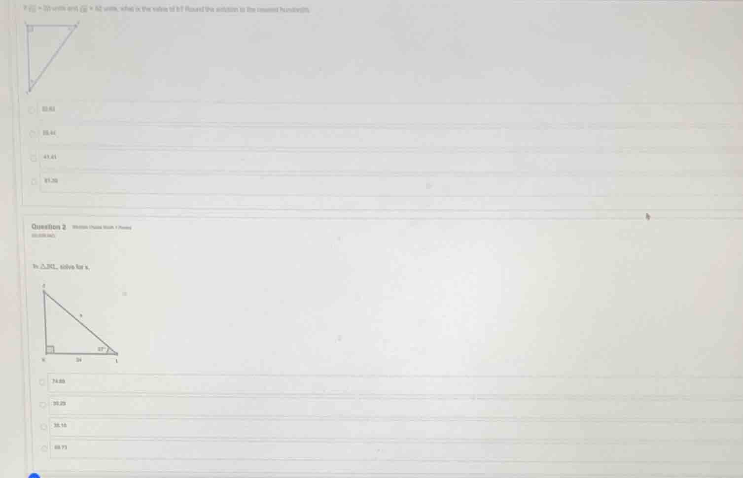 if \\( \\overline{yz} = 25 \\) units and \\( \\overline{xz} = 42 \\) un…