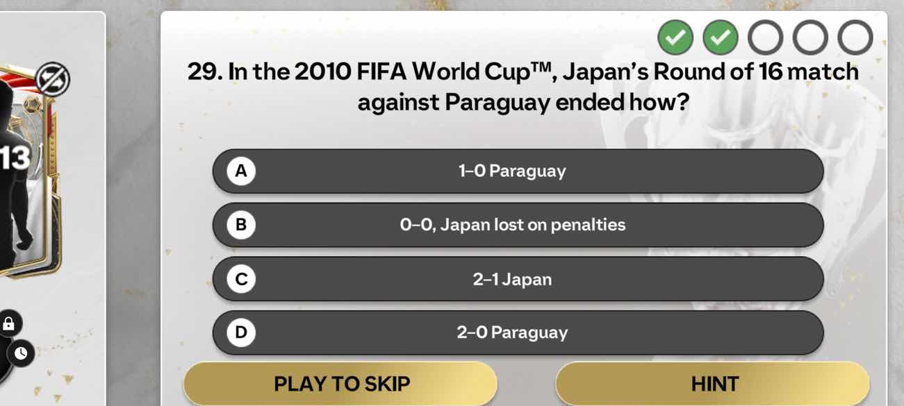 29. in the 2010 fifa world cup™, japan’s round of 16 match against para…