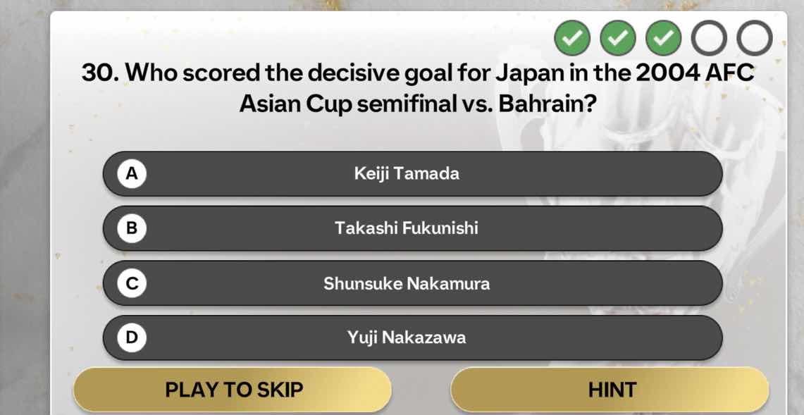 30. who scored the decisive goal for japan in the 2004 afc asian cup se…