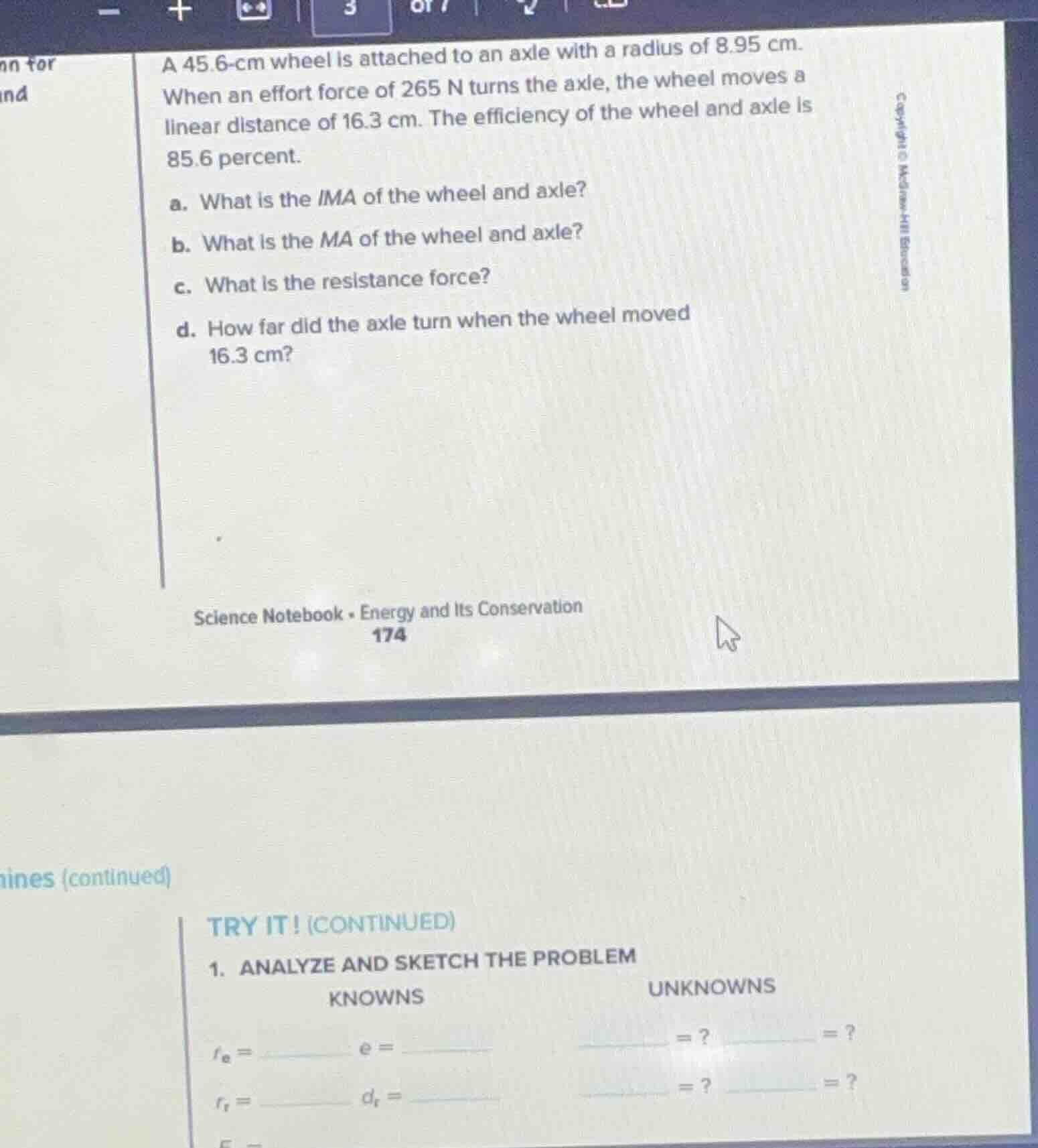a 45.6-cm wheel is attached to an axle with a radius of 8.95 cm. when a…