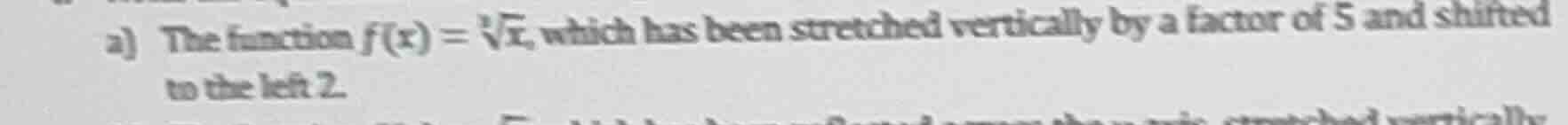 a) the function $f(x) = sqrt3{x}$, which has been stretched vertically …