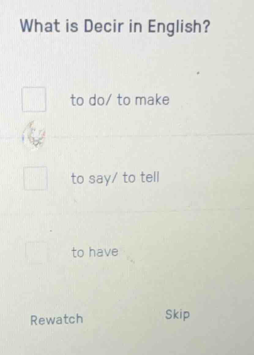 what is decir in english? to do/ to make to say/ to tell to have rewatc…